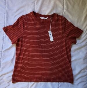 Rebecca Taylor Rusty Red Boxy Crew Neck T-Shirt